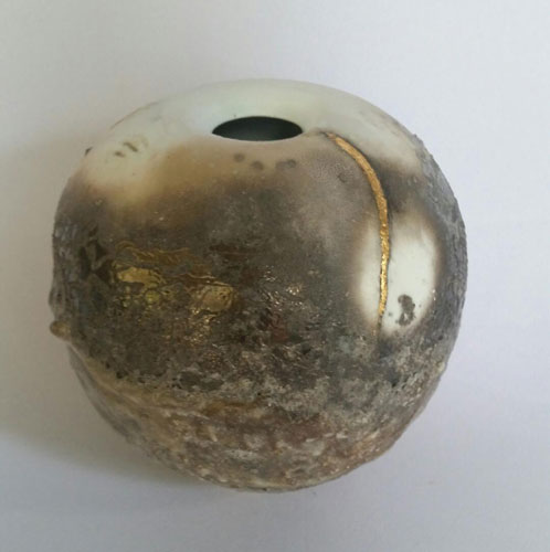 Porcelain-Orb-#2-Wheel-thrown-form-glazed-set-on-seashells-wood-fired