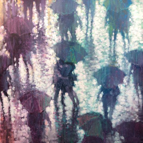 Kissing-in-the-Rain-acrylic-on-canvas-76x76cm