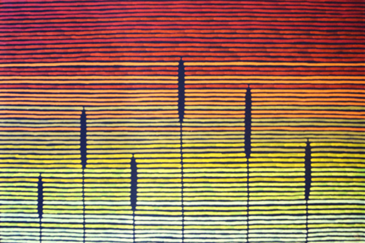 Pakap-Yallandar-(Fire-Stick-Sunset)-Acrylic-on-Linen-120cmx170cm
